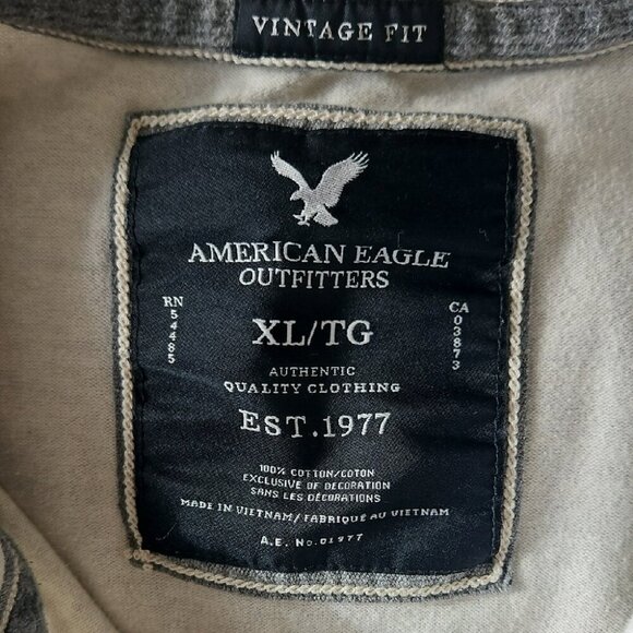 American Eagle Gray Long Sleeve Henley Shirt - Picture 3 of 5